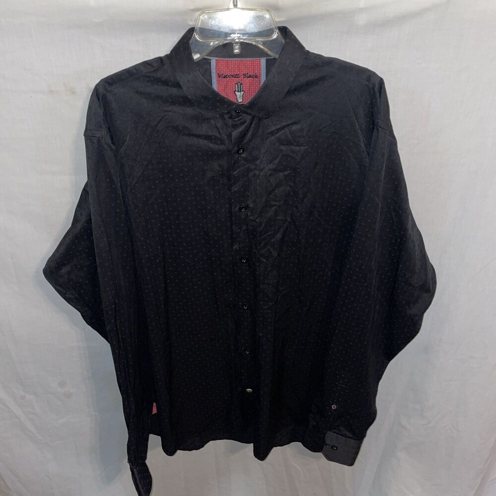 Visconti Black Men’s Dress Shirt Size XL Black Going Out Party Fun